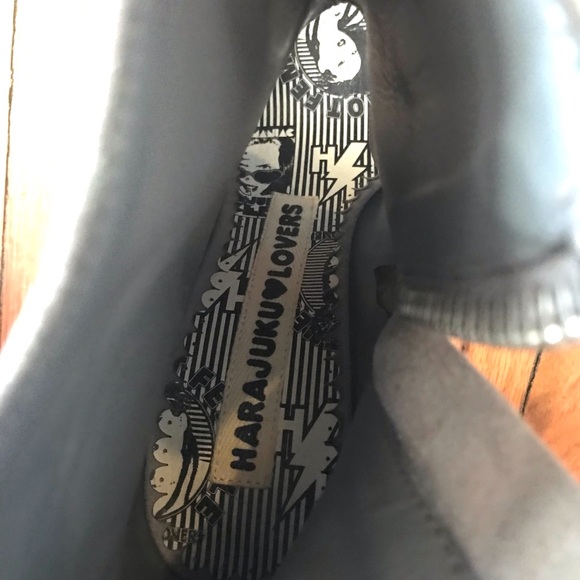 Harajuku Lovers Gwen Stefani Ankle Boots Open Cut Out Grey Gray Suede Leather 9 - Picture 16 of 16